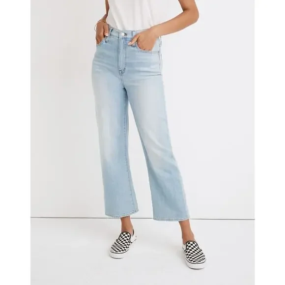 Madewell Slim Wide Leg Jeans Size 27 Eastwick Blue Crop Stretch Denim Staple - Picture 3 of 14